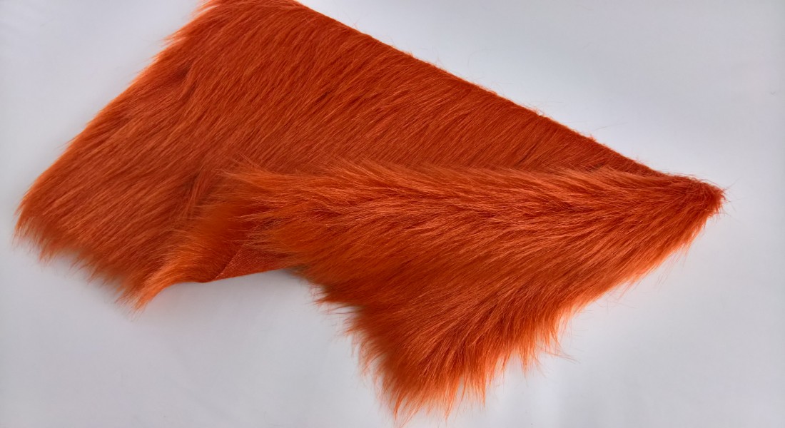 Umělá kožešina červeno oranžová