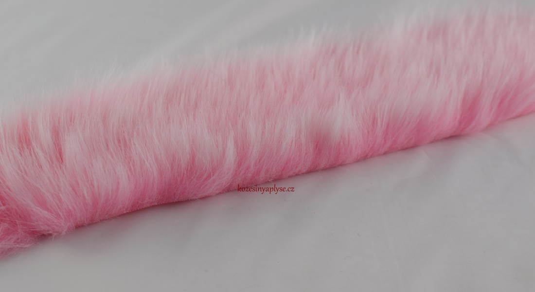 Kožešinový lem, růžová MARSHMALLOW, vlas 50 mm